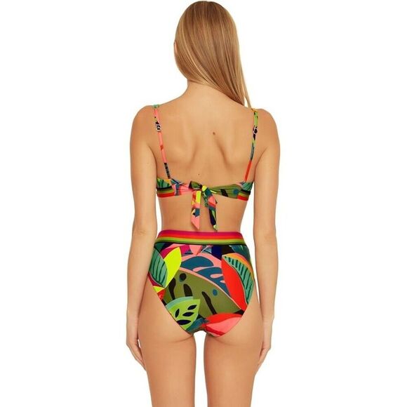 Trina Turk Rainforest Swim Bottom Women's 12 Multicolor Banded High-Waist ERK226 - Picture 7 of 8